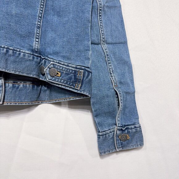 Calvin Klein Women’s S Jeans Classic Trucker Jacket Moonlight Dust Stretch Denim - Picture 6 of 16